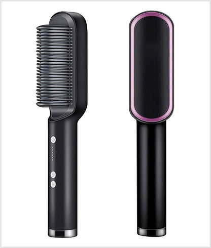 2‑in‑1 Tourmaline Ceramic Hair Straightener & Curler Brush – Fast Styling for All Hair Types