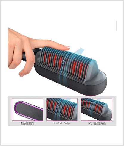 2‑in‑1 Tourmaline Ceramic Hair Straightener & Curler Brush – Fast Styling for All Hair Types