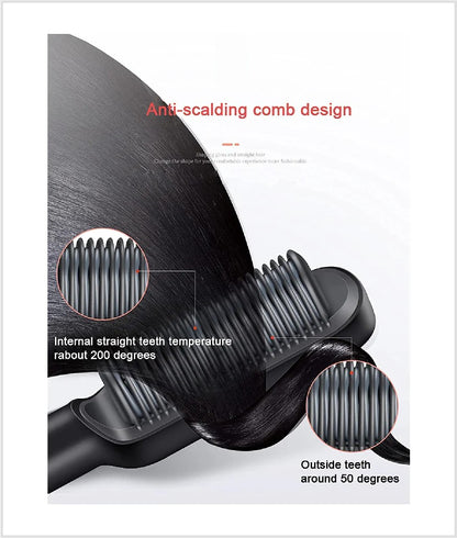 2‑in‑1 Tourmaline Ceramic Hair Straightener & Curler Brush – Fast Styling for All Hair Types